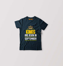 Load image into Gallery viewer, Kings Are Born In September Kids T-Shirt for Boy/Girl-Petrol Blue-Ektarfa.online
