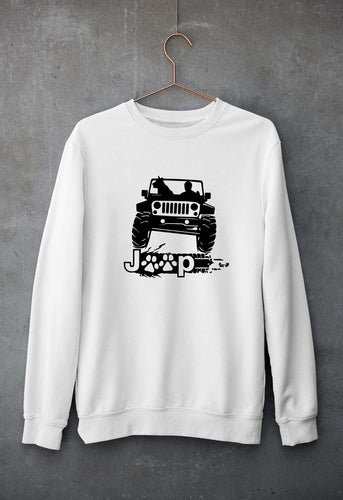 Jeep Unisex Sweatshirt for Men/Women-S(40 Inches)-White-Ektarfa.online