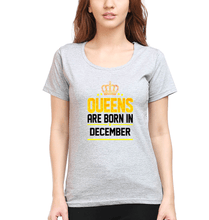 Load image into Gallery viewer, Queens Are Born In December T-Shirt for Women-Grey Melange-Ektarfa.online
