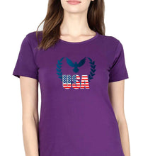 Load image into Gallery viewer, USA America T-Shirt for Women-Purple-Ektarfa.online
