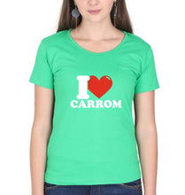 Load image into Gallery viewer, I Love Carrom T-Shirt for Women-flag green-Ektarfa.online
