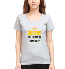 Load image into Gallery viewer, Queens Are Born In January T-Shirt for Women-Grey Melange-Ektarfa.online

