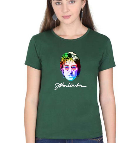 John Lennon T-Shirt for Women-Dark Green-Ektarfa.online