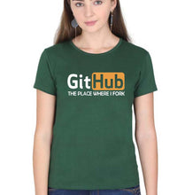 Load image into Gallery viewer, GitHub T-Shirt for Women-Dark Green-Ektarfa.online
