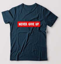 Load image into Gallery viewer, Never Give UP T-Shirt for Men-Petrol Blue-Ektarfa.online
