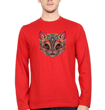 Load image into Gallery viewer, Psychedelic Cat Full Sleeves T-Shirt for Men-Red-Ektarfa.online
