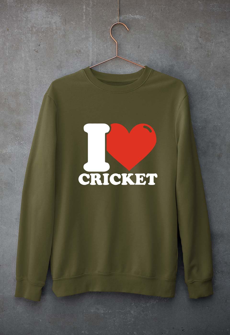 I Love Cricket Unisex Sweatshirt for Men/Women-Olive Green-Ektarfa.online