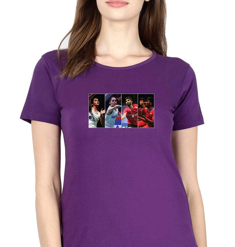 Badminton Players T-Shirt for Women-Purple-Ektarfa.online