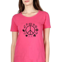 Load image into Gallery viewer, Peace Religious Symbols T-Shirt for Women-Pink-Ektarfa.online
