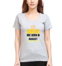 Load image into Gallery viewer, Queens Are Born In August T-Shirt for Women-Grey Melange-Ektarfa.online
