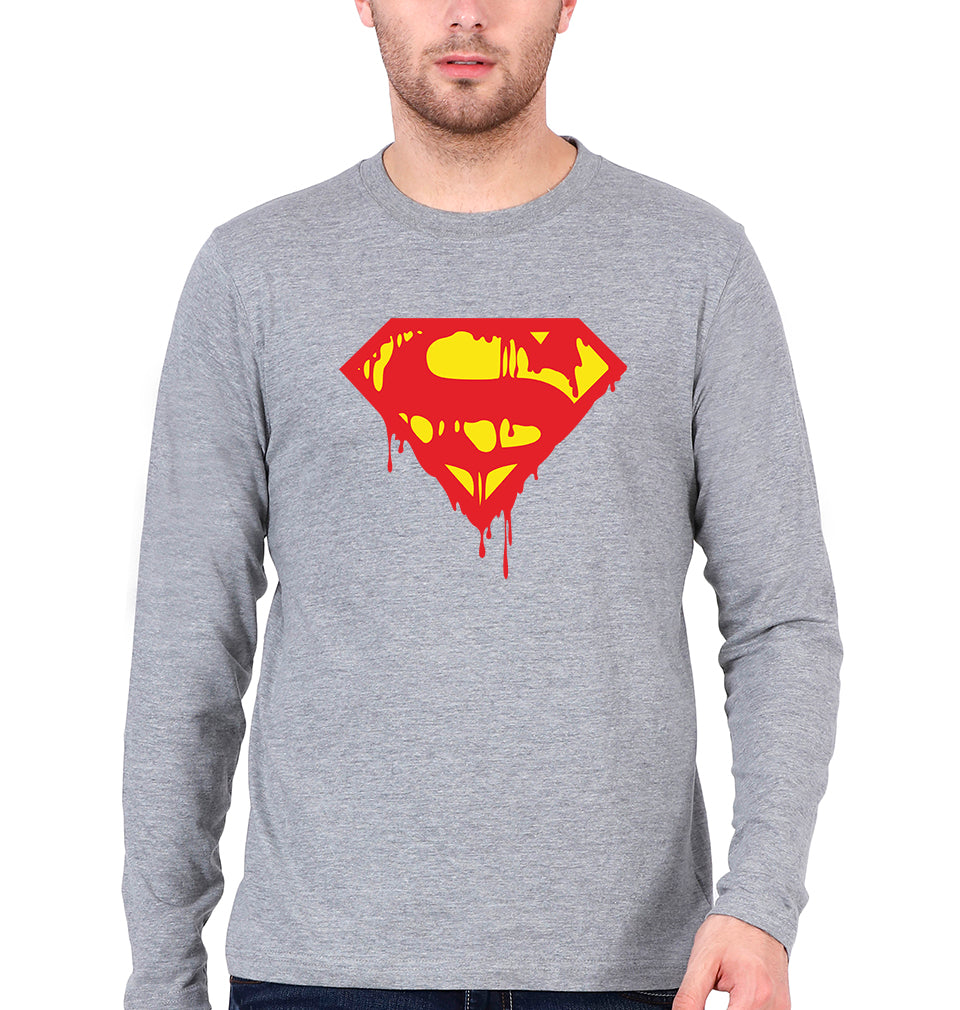 Superman Full Sleeves T-Shirt for Men-Grey Melange-Ektarfa.online