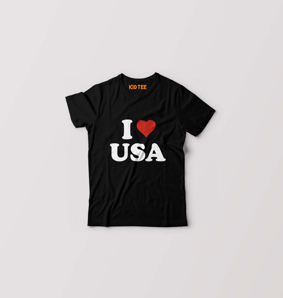I Love USA Kids T-Shirt for Boy/Girl-Black-Ektarfa.online