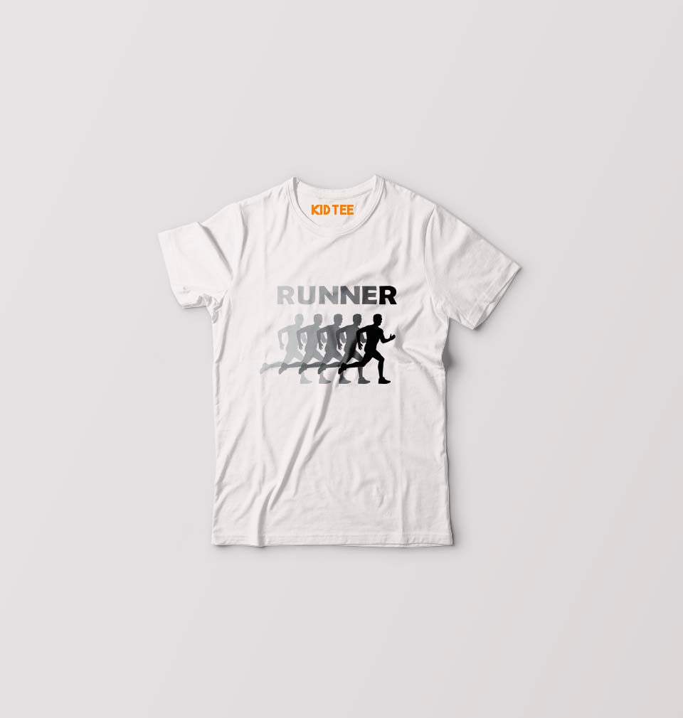 Runner Running Kids T-Shirt for Boy/Girl-White-Ektarfa.online