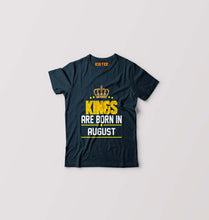 Load image into Gallery viewer, Kings Are Born In August Kids T-Shirt for Boy/Girl-Petrol Blue-Ektarfa.online
