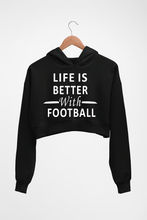Load image into Gallery viewer, Life Football Crop HOODIE FOR WOMEN-Black-Ektarfa.online

