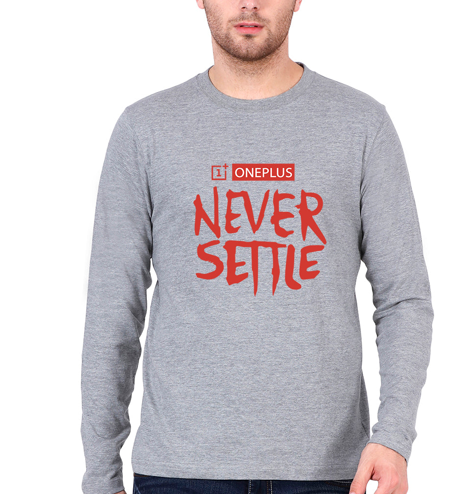 OnePlus Full Sleeves T-Shirt for Men-Grey Melange-Ektarfa.online