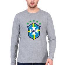 Load image into Gallery viewer, Brazil Football Full Sleeves T-Shirt for Men-Grey Melange-Ektarfa.online
