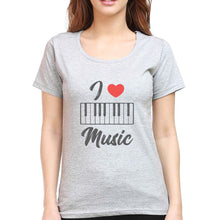 Load image into Gallery viewer, Love Music Piano T-Shirt for Women-Grey Melange-Ektarfa.online
