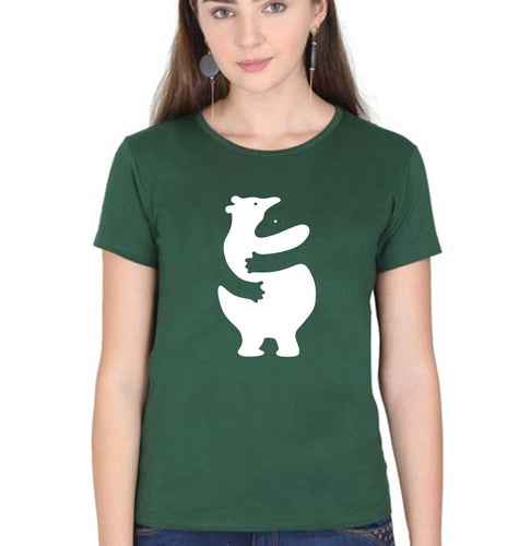 Hippo Dolphin Hug T-Shirt for Women-Dark Green-Ektarfa.online