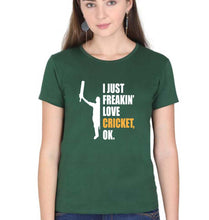 Load image into Gallery viewer, Love Cricket T-Shirt for Women-Dark Green-Ektarfa.online
