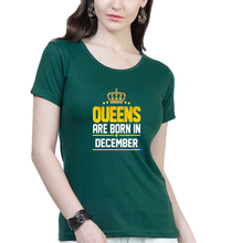 Load image into Gallery viewer, Queens Are Born In December T-Shirt for Women-Dark Green-Ektarfa.online
