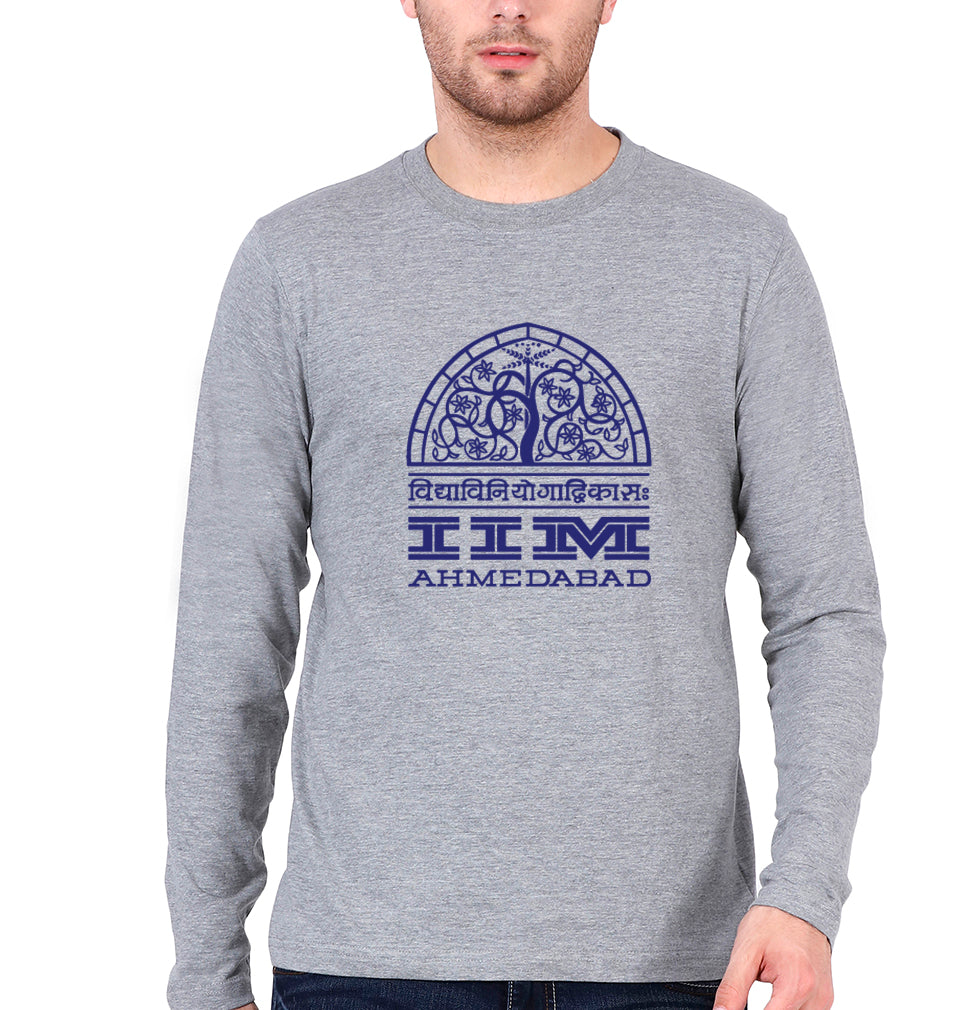 IIM Ahmedabad Full Sleeves T-Shirt for Men-Grey Melange-Ektarfa.online