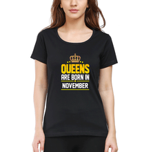 Load image into Gallery viewer, Queens Are Born In November T-Shirt for Women-Black-Ektarfa.online
