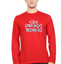Load image into Gallery viewer, Sex Drugs Techno Full Sleeves T-Shirt for Men-red-Ektarfa.online
