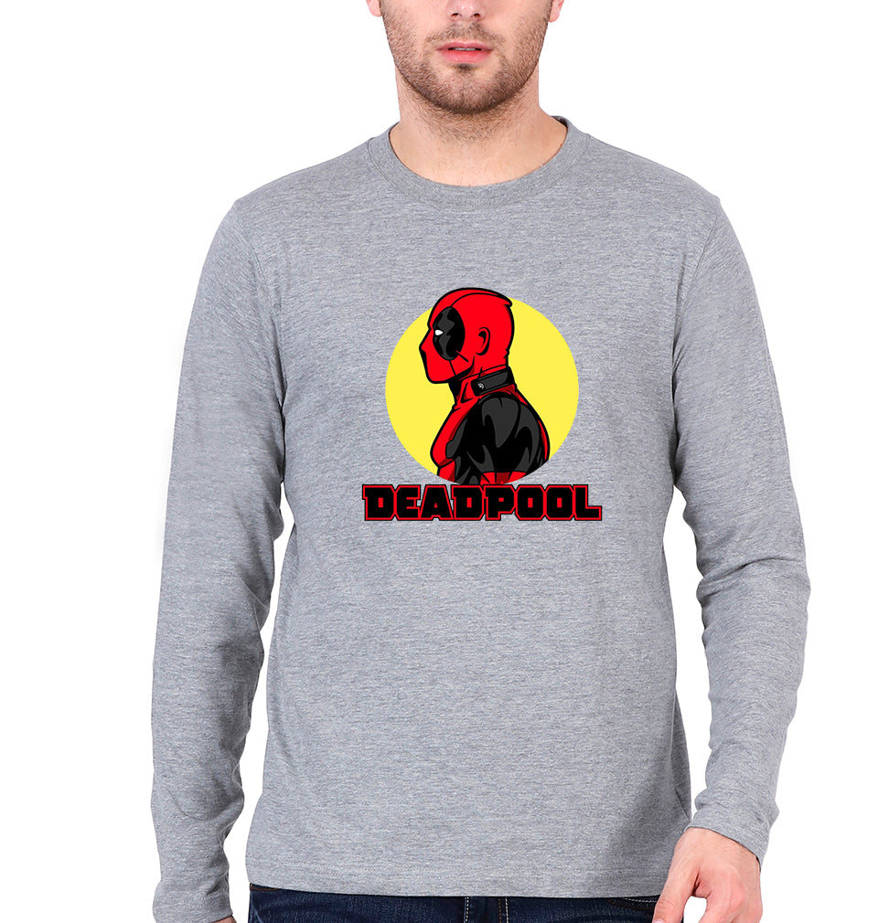 Deadpool Superhero Full Sleeves T-Shirt for Men-Grey Melange-Ektarfa.online