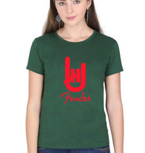 Load image into Gallery viewer, Fender Rock Hand T-Shirt for Women-Dark Green-Ektarfa.online
