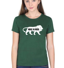 Load image into Gallery viewer, Make in India T-Shirt for Women-Dark Green-Ektarfa.online
