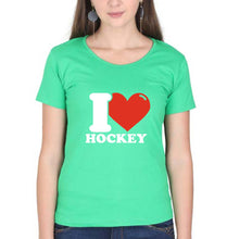 Load image into Gallery viewer, I Love Hockey T-Shirt for Women-flag green-Ektarfa.online
