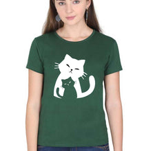 Load image into Gallery viewer, Cat T-Shirt for Women-Dark Green-Ektarfa.online

