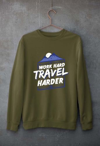 Travel Harder Unisex Sweatshirt for Men/Women-Olive Green-Ektarfa.online