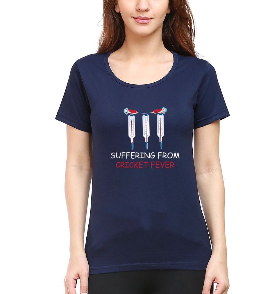CRICKET Fever T-Shirt for Women-Navy Blue-Ektarfa.online
