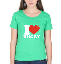 Load image into Gallery viewer, I Love Rugby T-Shirt for Women-flag green-Ektarfa.online
