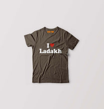 Load image into Gallery viewer, I Love Ladakh Kids T-Shirt for Boy/Girl-Olive Green-Ektarfa.online
