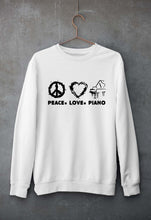 Load image into Gallery viewer, Peace Love Piano Unisex Sweatshirt for Men/Women-White-Ektarfa.online
