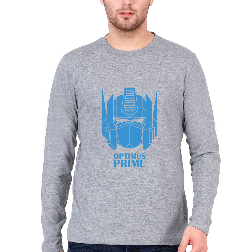 Optimus Prime Full Sleeves T-Shirt for Men-Grey Melange-Ektarfa.online