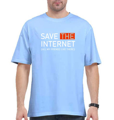 Internet Funny Oversized T-Shirt for Men-Baby Blue-Ektarfa.online