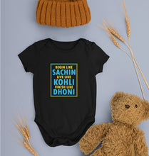 Load image into Gallery viewer, CRICKET Sachin Kohli Dhoni Kids Romper For Baby Boy/Girl-0-5 Months(18 Inches)-Black-Ektarfa.online
