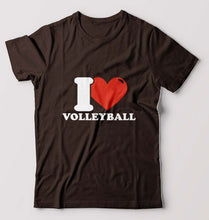 Load image into Gallery viewer, I Love Volleyball T-Shirt for Men-Coffee Brown-Ektarfa.online
