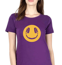 Load image into Gallery viewer, Emoji Headphone Music T-Shirt for Women-Purple-Ektarfa.online
