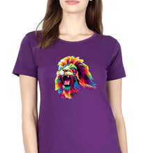 Load image into Gallery viewer, Lion T-Shirt for Women-Purple-Ektarfa.online
