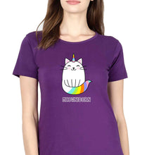 Load image into Gallery viewer, Cat Unicorn T-Shirt for Women-Purple-Ektarfa.online
