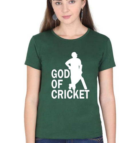 Sachin Tendulkar God T-Shirt for Women-Dark Green-Ektarfa.online