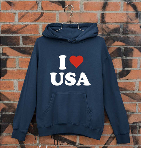 I Love USA Unisex Hoodie for Men/Women-Navy Blue-Ektarfa.online