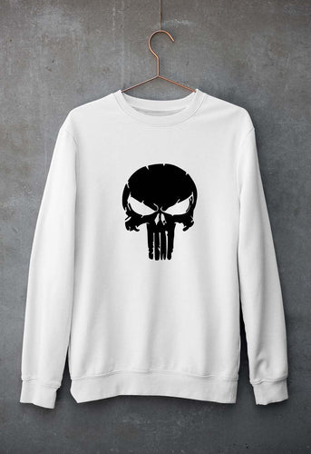 Punisher Unisex Sweatshirt for Men/Women-S(40 Inches)-White-Ektarfa.online