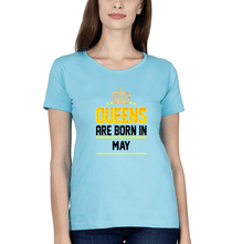 Load image into Gallery viewer, Queens Are Born In May T-Shirt for Women-Light Blue-Ektarfa.online
