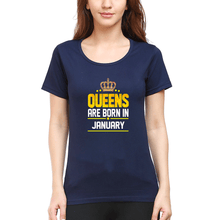 Load image into Gallery viewer, Queens Are Born In January T-Shirt for Women-Navy Blue-Ektarfa.online
